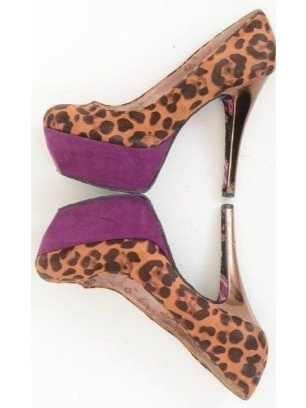 Betseyville Size 8 Gracie Leopard Purple Platform Stiletto Heels Rockabilly